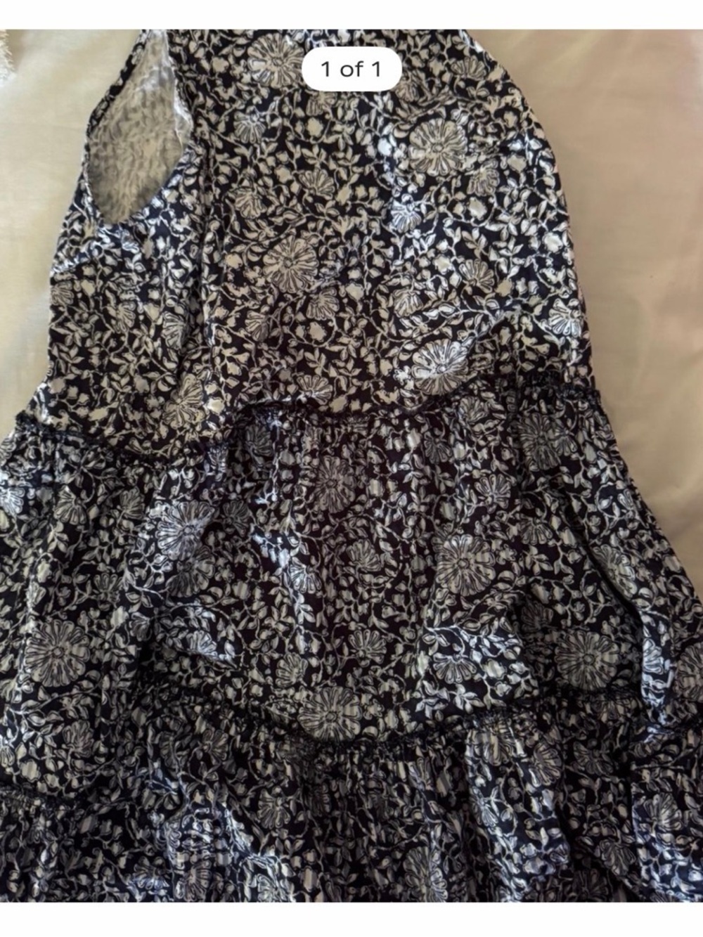 Vineyard Vines Black and White Floral Tiered Dress